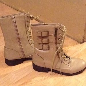 Tan combat boots